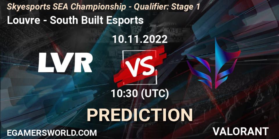 Louvre contre South Built Esports : prédiction de match. 10.11.2022 at 10:30. VALORANT, Skyesports SEA Championship - Qualifier: Stage 1