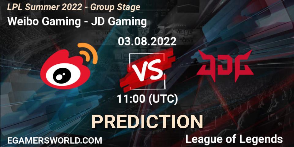 Weibo Gaming contre JD Gaming : prédiction de match. 03.08.2022 at 12:00. LoL, LPL Summer 2022 - Group Stage