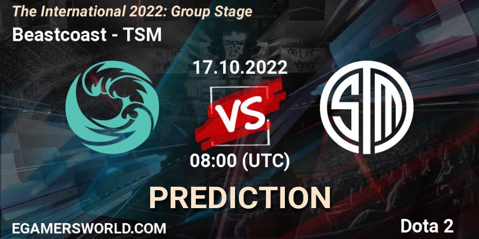 Beastcoast contre TSM : prédiction de match. 17.10.2022 at 09:40. Dota 2, The International 2022: Group Stage