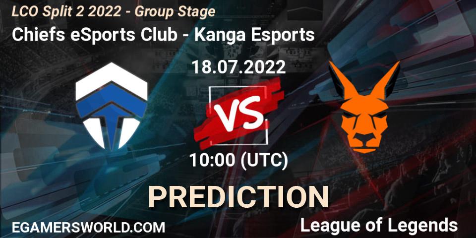 Chiefs eSports Club contre Kanga Esports : prédiction de match. 18.07.22. LoL, LCO Split 2 2022 - Group Stage