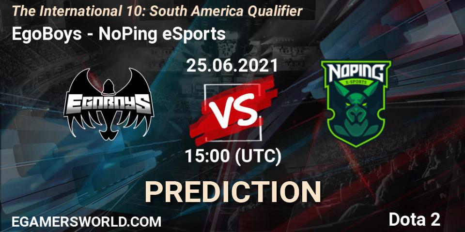 EgoBoys contre NoPing eSports : prédiction de match. 25.06.21. Dota 2, The International 10: South America Qualifier