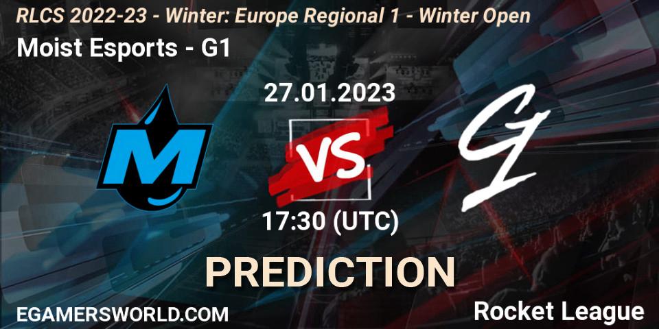 Moist Esports contre G1 : prédiction de match. 27.01.2023 at 17:30. Rocket League, RLCS 2022-23 - Winter: Europe Regional 1 - Winter Open