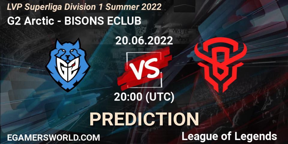 G2 Arctic contre BISONS ECLUB : prédiction de match. 20.06.2022 at 20:00. LoL, LVP Superliga Division 1 Summer 2022
