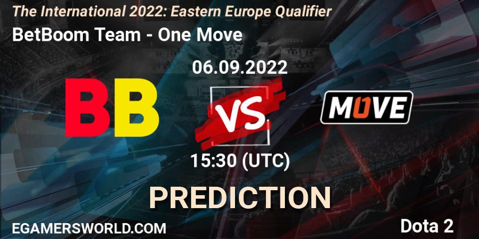 BetBoom Team contre One Move : prédiction de match. 06.09.22. Dota 2, The International 2022: Eastern Europe Qualifier