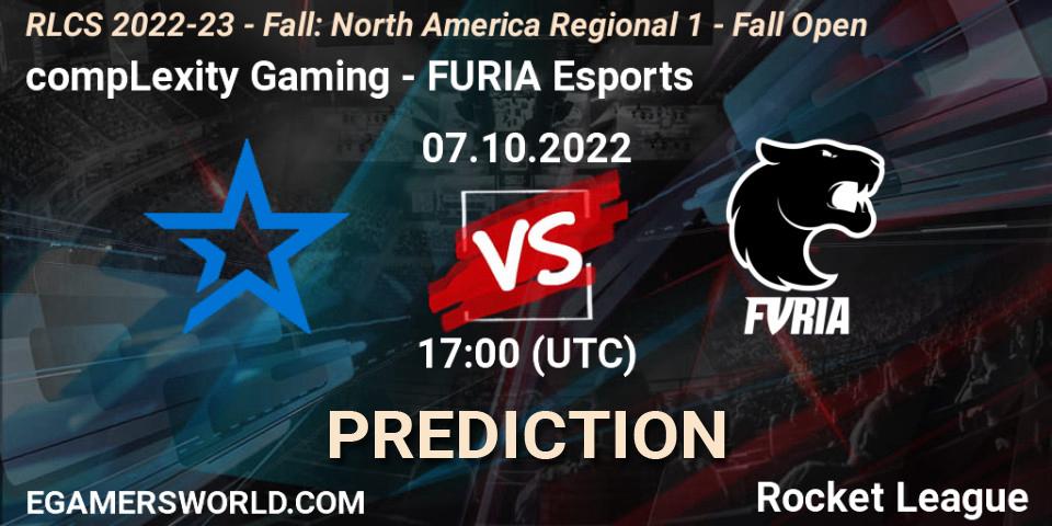 compLexity Gaming contre FURIA Esports : prédiction de match. 07.10.2022 at 17:00. Rocket League, RLCS 2022-23 - Fall: North America Regional 1 - Fall Open