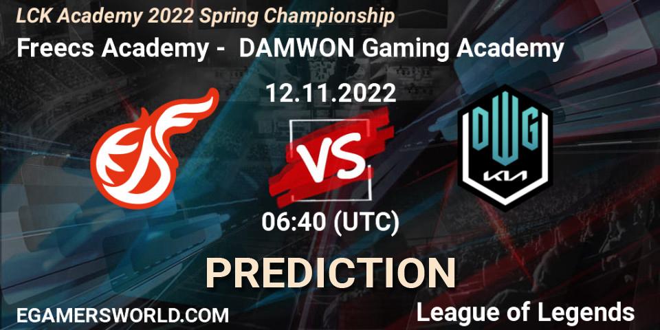 Freecs Academy contre DAMWON Gaming Academy : prédiction de match. 12.11.2022 at 06:40. LoL, LCK Academy 2022 Spring Championship