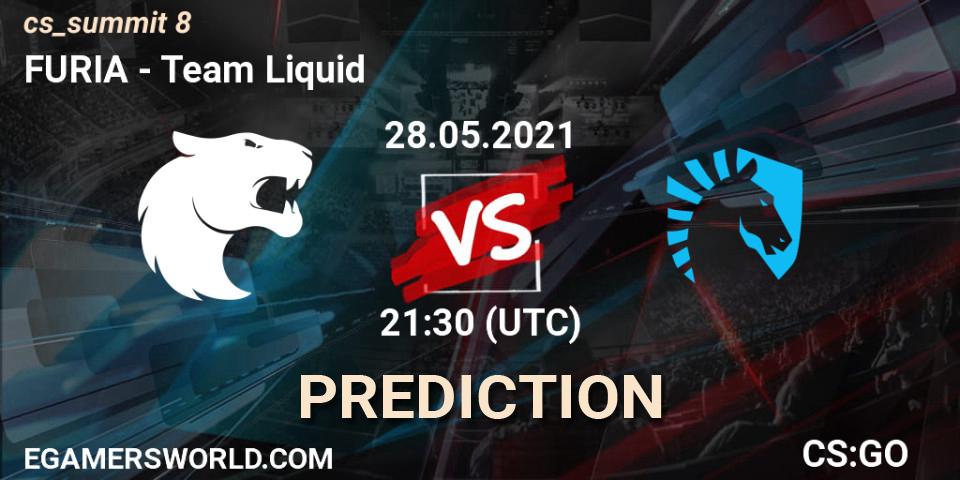 FURIA contre Team Liquid : prédiction de match. 28.05.2021 at 21:30. Counter-Strike (CS2), cs_summit 8