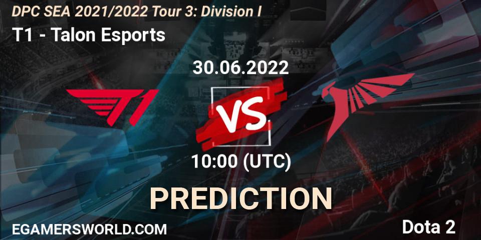 T1 contre Talon Esports : prédiction de match. 30.06.2022 at 10:00. Dota 2, DPC SEA 2021/2022 Tour 3: Division I