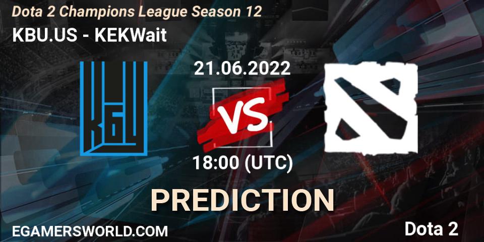KBU.US contre KEKWait : prédiction de match. 21.06.2022 at 18:01. Dota 2, Dota 2 Champions League Season 12