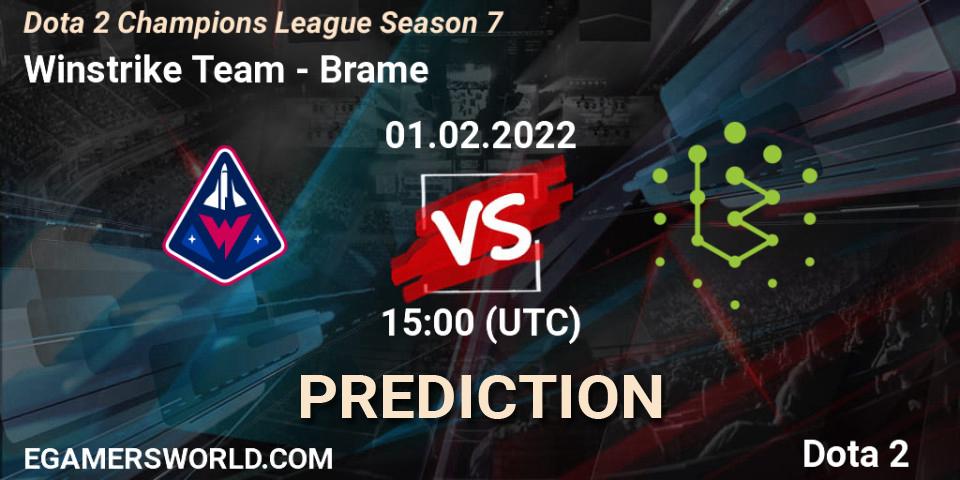 Winstrike Team contre Brame : prédiction de match. 01.02.2022 at 15:29. Dota 2, Dota 2 Champions League 2022 Season 7