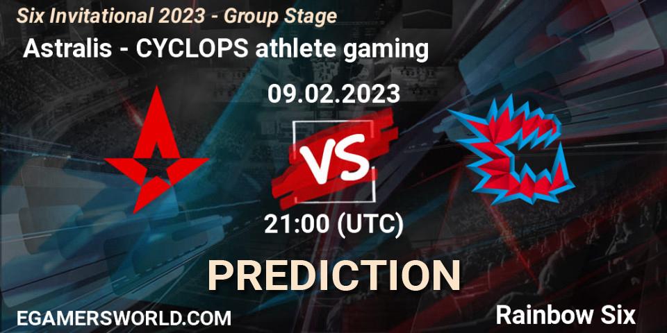  Astralis contre CYCLOPS athlete gaming : prédiction de match. 09.02.23. Rainbow Six, Six Invitational 2023 - Group Stage