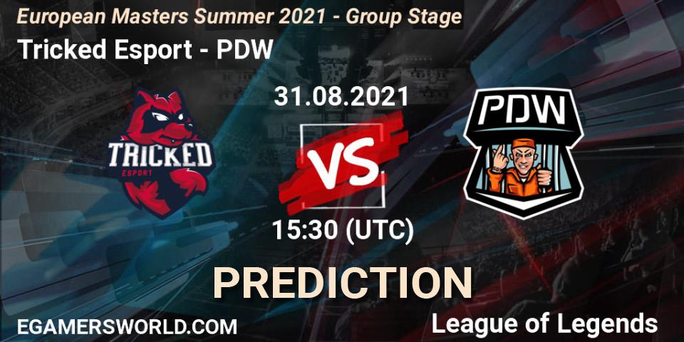 Tricked Esport contre PDW : prédiction de match. 31.08.2021 at 15:30. LoL, European Masters Summer 2021 - Group Stage