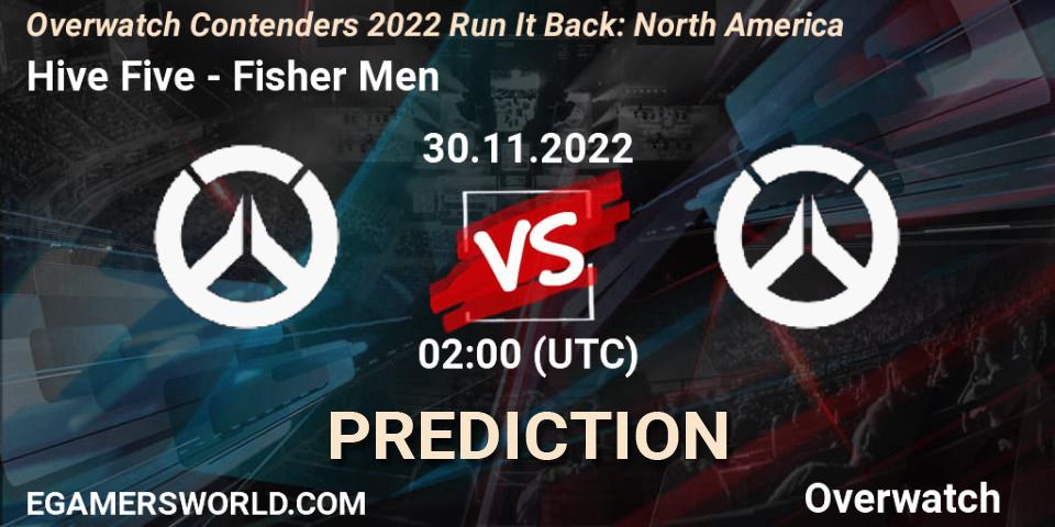 Hive Five contre Fisher Men : prédiction de match. 30.11.2022 at 02:00. Overwatch, Overwatch Contenders 2022 Run It Back: North America