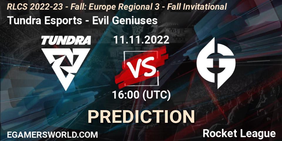 Tundra Esports contre Evil Geniuses : prédiction de match. 11.11.22. Rocket League, RLCS 2022-23 - Fall: Europe Regional 3 - Fall Invitational