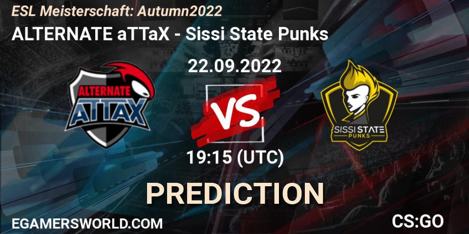ALTERNATE aTTaX contre Sissi State Punks : prédiction de match. 22.09.2022 at 19:15. Counter-Strike (CS2), ESL Meisterschaft: Autumn 2022