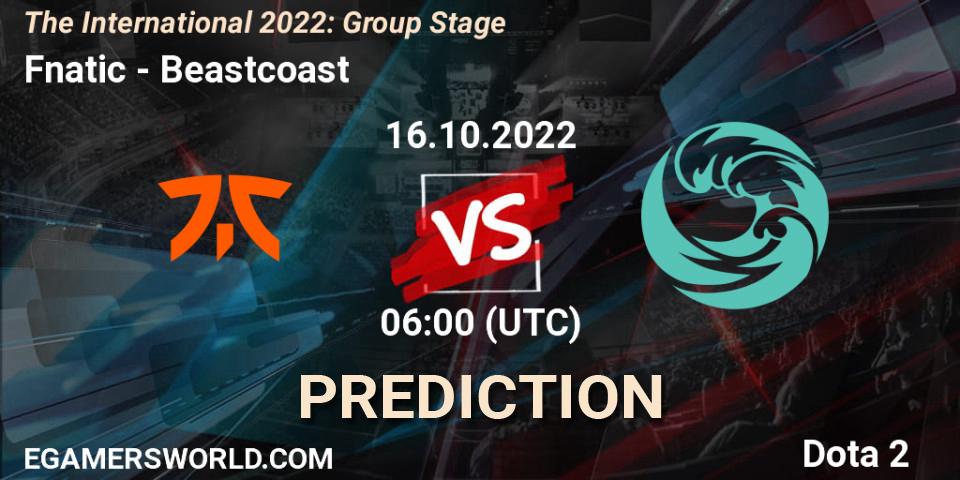 Fnatic contre Beastcoast : prédiction de match. 16.10.2022 at 06:39. Dota 2, The International 2022: Group Stage