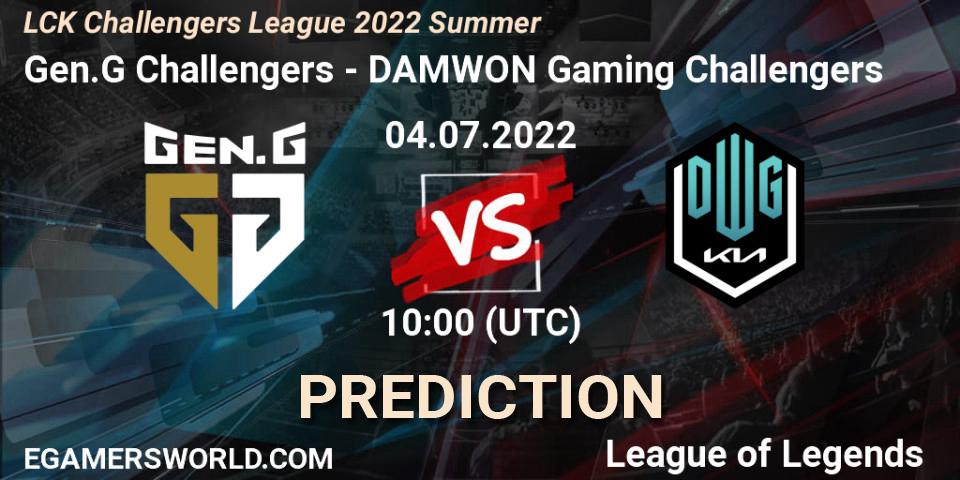Gen.G Challengers contre DAMWON Gaming Challengers : prédiction de match. 04.07.22. LoL, LCK Challengers League 2022 Summer