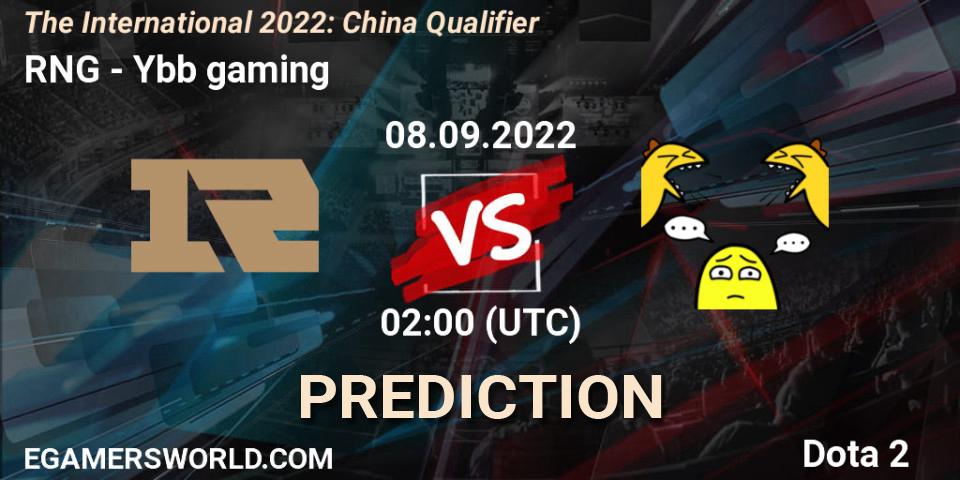 RNG contre Ybb gaming : prédiction de match. 08.09.22. Dota 2, The International 2022: China Qualifier