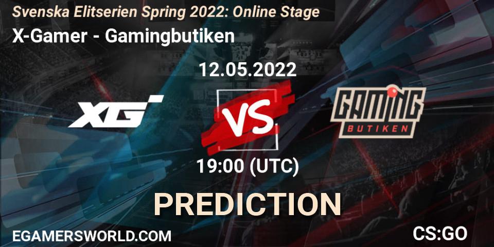 X-Gamer contre Gamingbutiken : prédiction de match. 12.05.2022 at 19:00. Counter-Strike (CS2), Svenska Elitserien Spring 2022: Online Stage