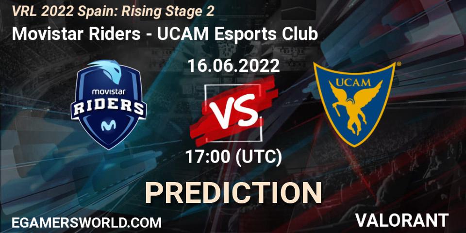 Movistar Riders contre UCAM Esports Club : prédiction de match. 16.06.2022 at 17:10. VALORANT, VRL 2022 Spain: Rising Stage 2