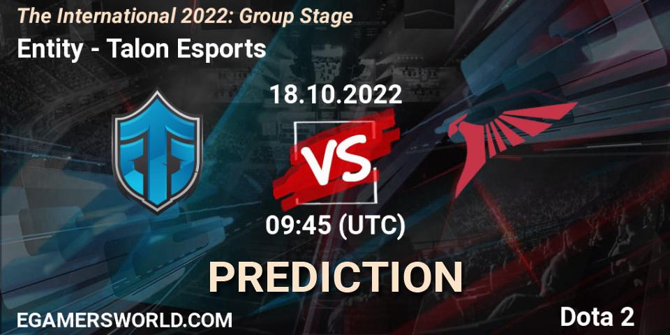 Entity contre Talon Esports : prédiction de match. 18.10.22. Dota 2, The International 2022: Group Stage