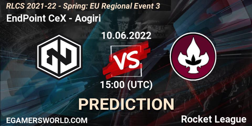 EndPoint CeX contre Aogiri : prédiction de match. 10.06.2022 at 15:00. Rocket League, RLCS 2021-22 - Spring: EU Regional Event 3
