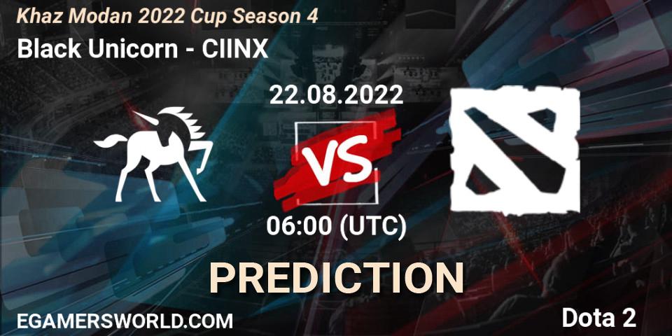 Black Unicorn contre CIINX : prédiction de match. 22.08.2022 at 06:16. Dota 2, Khaz Modan 2022 Cup Season 4