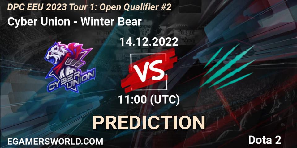 Cyber Union contre Winter Bear : prédiction de match. 14.12.22. Dota 2, DPC EEU 2023 Tour 1: Open Qualifier #2