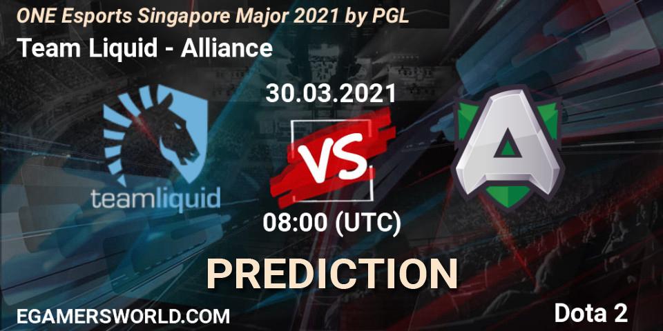 Team Liquid contre Alliance : prédiction de match. 30.03.2021 at 08:40. Dota 2, ONE Esports Singapore Major 2021