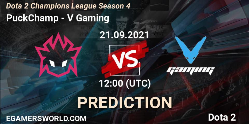 PuckChamp contre V Gaming : prédiction de match. 21.09.2021 at 12:08. Dota 2, Dota 2 Champions League Season 4