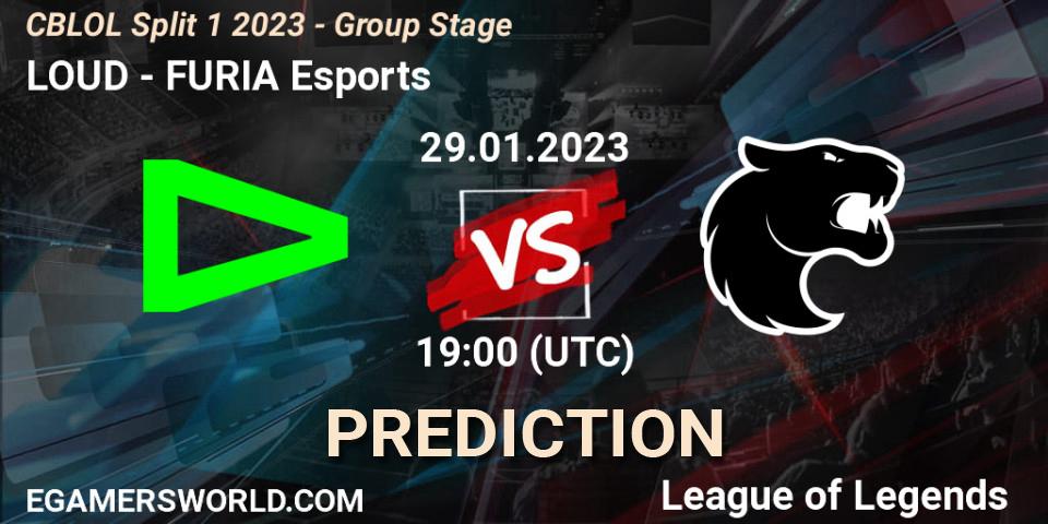 LOUD contre FURIA Esports : prédiction de match. 29.01.23. LoL, CBLOL Split 1 2023 - Group Stage