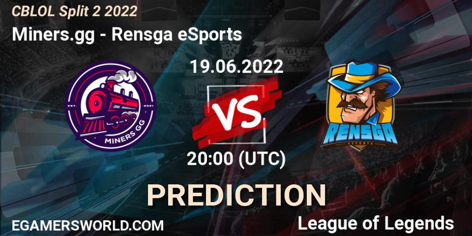 Miners.gg contre Rensga eSports : prédiction de match. 19.06.2022 at 20:30. LoL, CBLOL Split 2 2022