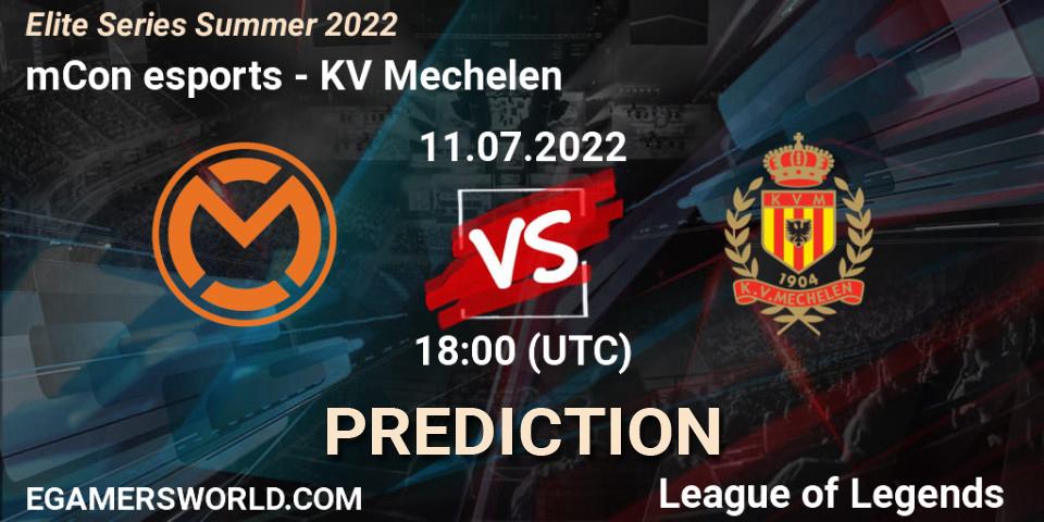 mCon esports contre KV Mechelen : prédiction de match. 11.07.2022 at 20:00. LoL, Elite Series Summer 2022