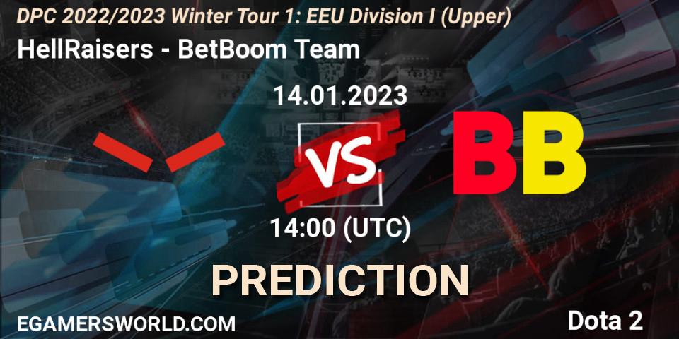 HellRaisers contre BetBoom Team : prédiction de match. 14.01.2023 at 14:32. Dota 2, DPC 2022/2023 Winter Tour 1: EEU Division I (Upper)