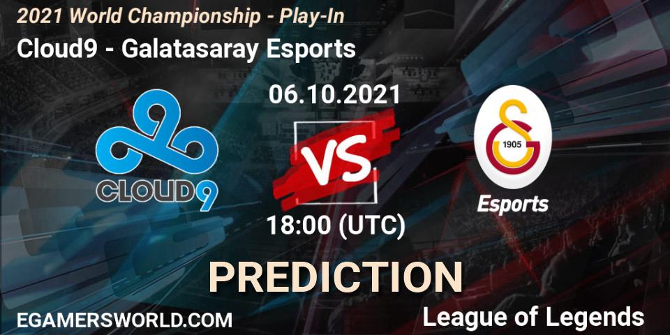 Cloud9 contre Galatasaray Esports : prédiction de match. 06.10.2021 at 18:00. LoL, 2021 World Championship - Play-In