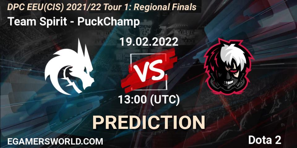 Team Spirit contre PuckChamp : prédiction de match. 19.02.2022 at 13:01. Dota 2, DPC EEU(CIS) 2021/22 Tour 1: Regional Finals
