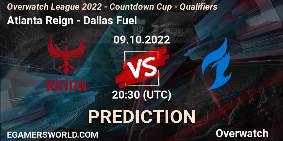 Atlanta Reign contre Dallas Fuel : prédiction de match. 09.10.2022 at 20:30. Overwatch, Overwatch League 2022 - Countdown Cup - Qualifiers