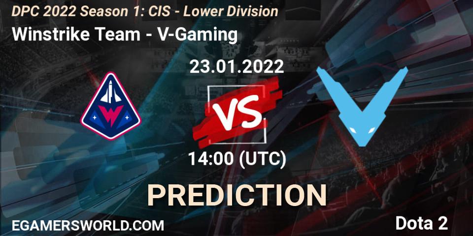 Winstrike Team contre V-Gaming : prédiction de match. 23.01.2022 at 14:27. Dota 2, DPC 2022 Season 1: CIS - Lower Division