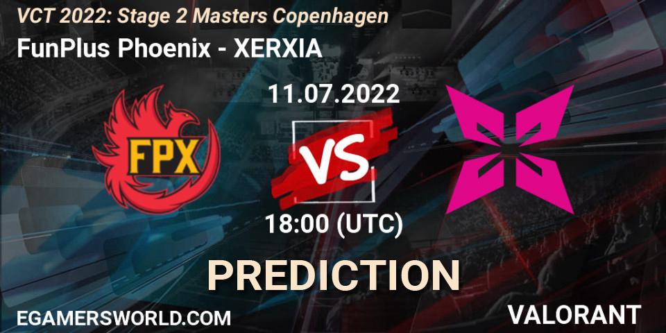 FunPlus Phoenix contre XERXIA : prédiction de match. 11.07.2022 at 15:15. VALORANT, VCT 2022: Stage 2 Masters Copenhagen