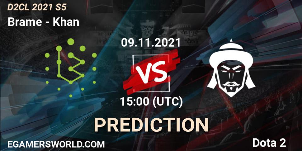Brame contre Khan : prédiction de match. 09.11.21. Dota 2, Dota 2 Champions League 2021 Season 5