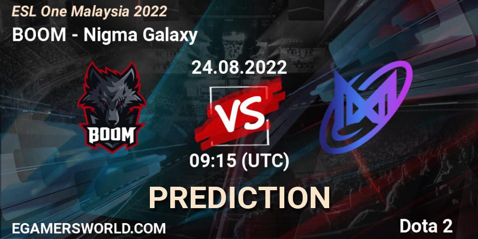 BOOM contre Nigma Galaxy : prédiction de match. 24.08.22. Dota 2, ESL One Malaysia 2022
