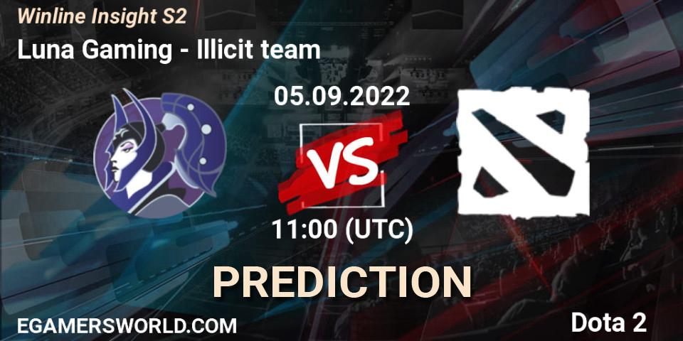 Luna Gaming contre Illicit team : prédiction de match. 05.09.2022 at 11:07. Dota 2, Winline Insight S2