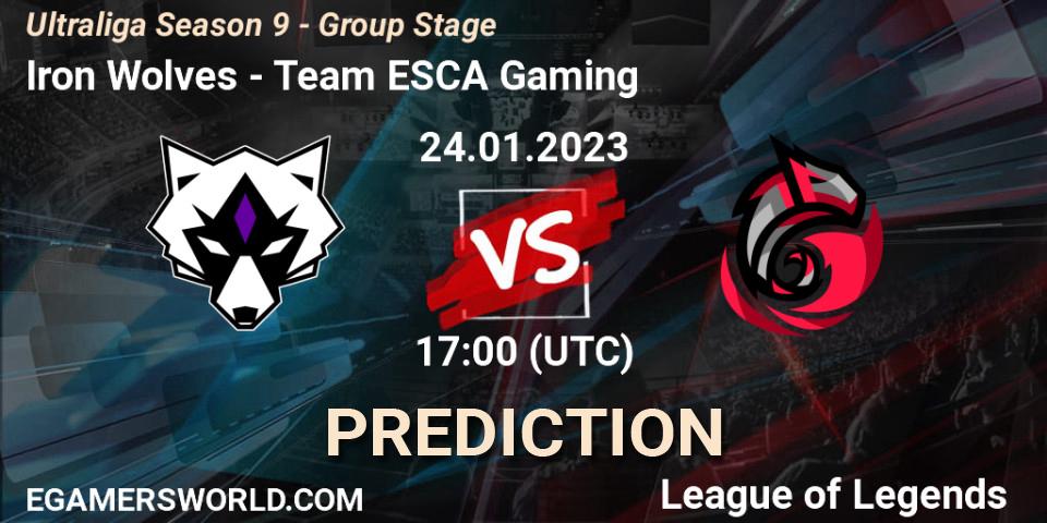 Iron Wolves contre Team ESCA Gaming : prédiction de match. 24.01.2023 at 17:00. LoL, Ultraliga Season 9 - Group Stage