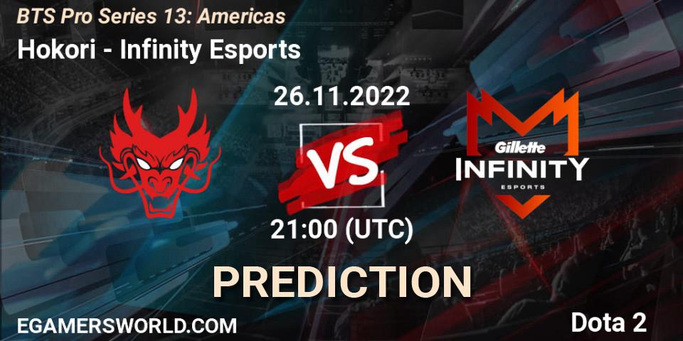 Hokori contre Infinity Esports : prédiction de match. 26.11.22. Dota 2, BTS Pro Series 13: Americas