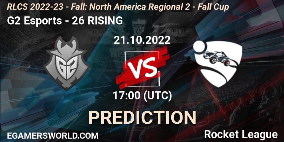 G2 Esports contre 26 RISING : prédiction de match. 21.10.2022 at 17:00. Rocket League, RLCS 2022-23 - Fall: North America Regional 2 - Fall Cup