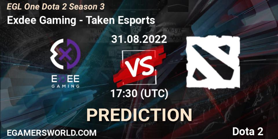 Exdee Gaming contre Taken Esports : prédiction de match. 31.08.2022 at 17:34. Dota 2, EGL One Dota 2 Season 3