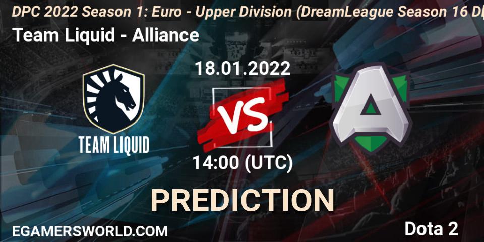 Team Liquid contre Alliance : prédiction de match. 18.01.2022 at 13:55. Dota 2, DPC 2022 Season 1: Euro - Upper Division (DreamLeague Season 16 DPC WEU)