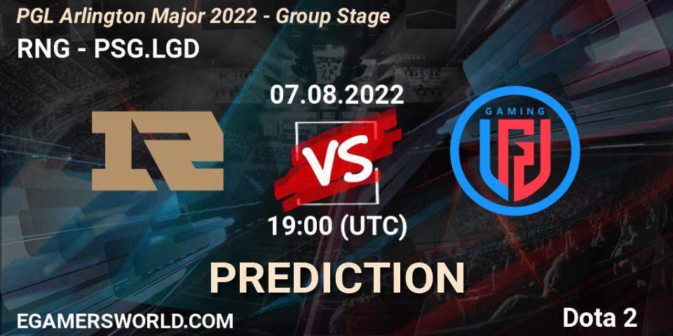 RNG contre PSG.LGD : prédiction de match. 07.08.22. Dota 2, PGL Arlington Major 2022 - Group Stage