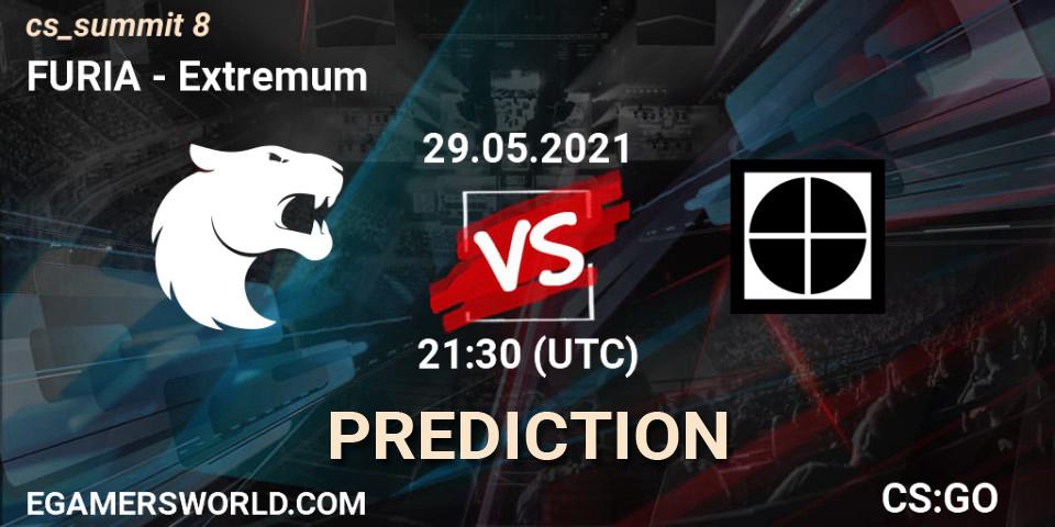 FURIA contre Extremum : prédiction de match. 29.05.2021 at 21:30. Counter-Strike (CS2), cs_summit 8