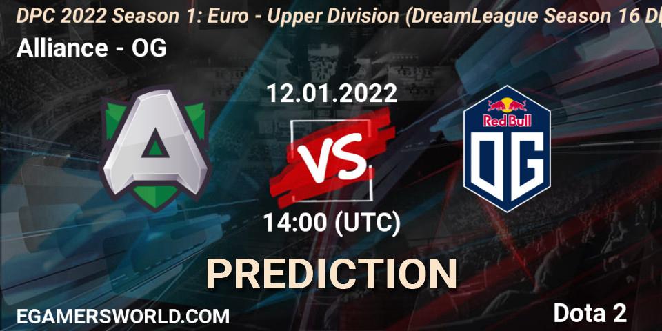 Alliance contre OG : prédiction de match. 12.01.2022 at 13:55. Dota 2, DPC 2022 Season 1: Euro - Upper Division (DreamLeague Season 16 DPC WEU)